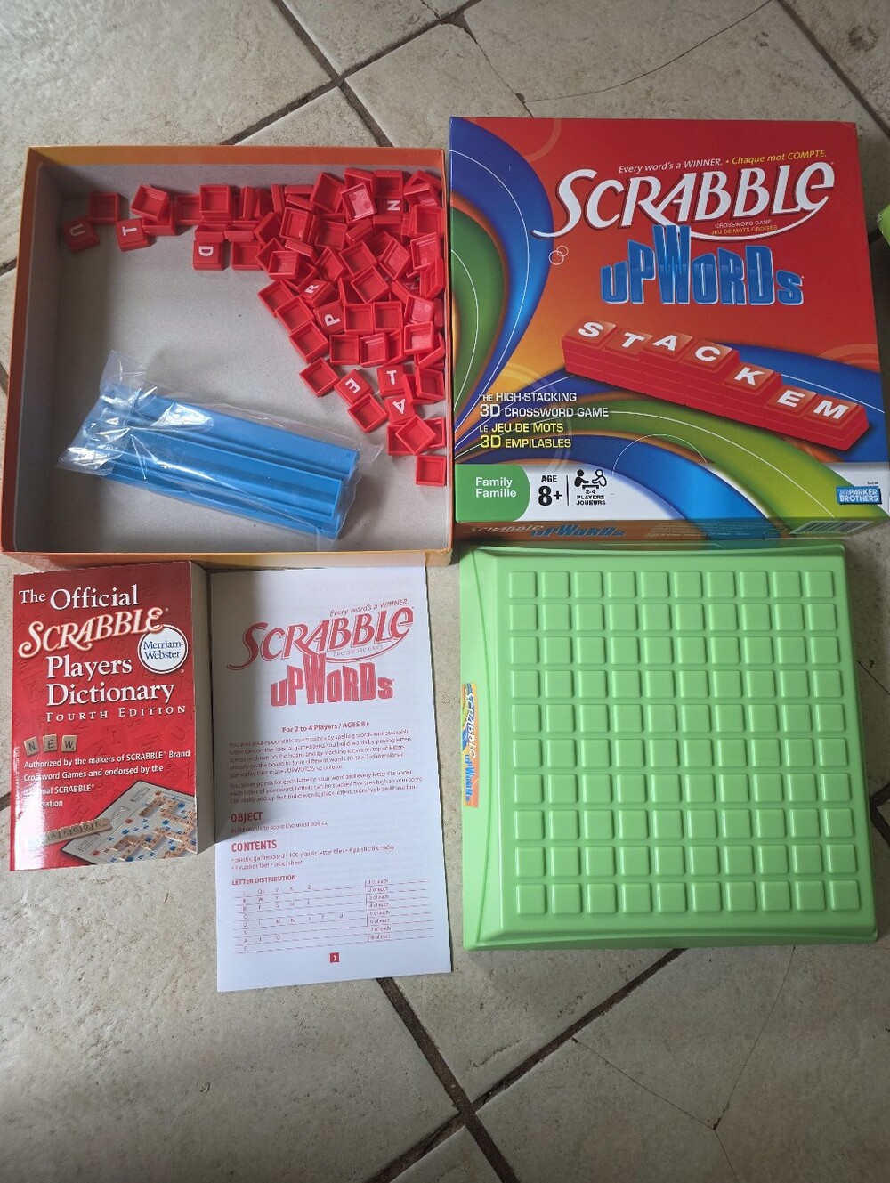 Scrabble Upwords Stacking Word Game - Green & Red